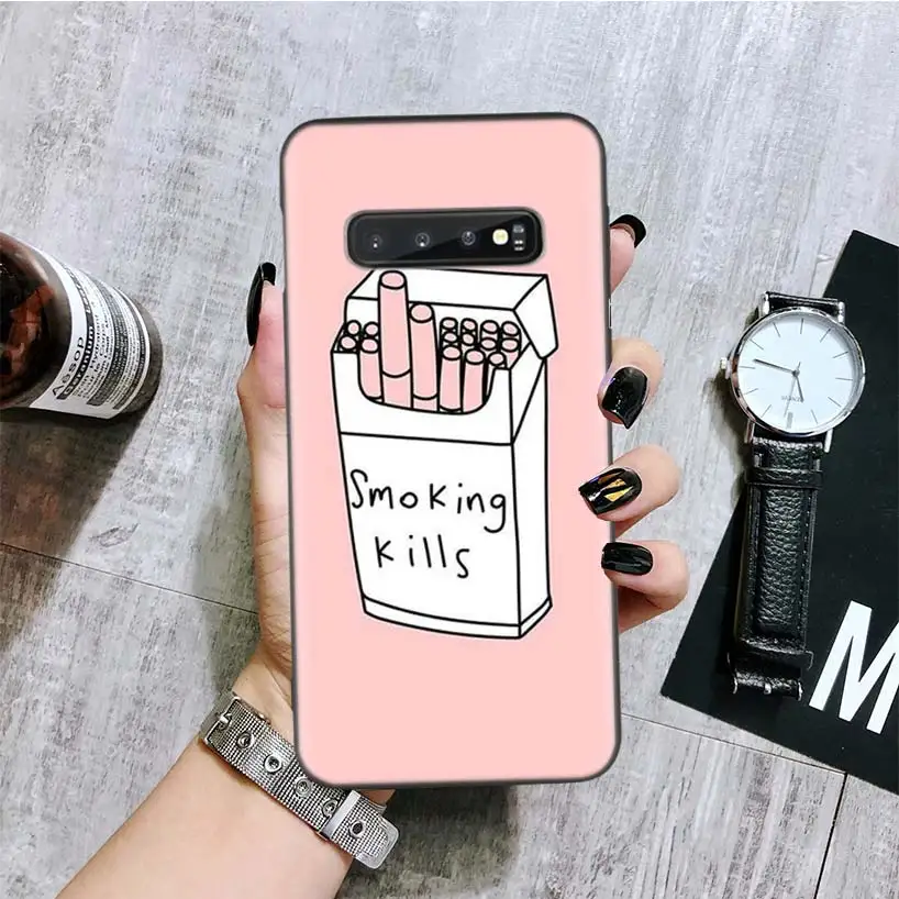 Зажигалка сигарета черный чехол для телефона для samsung Galaxy S10+ Plus Lite Note 10 9 8 S9 S8 J4 J6+ Plus S7 S6 Edge Coque