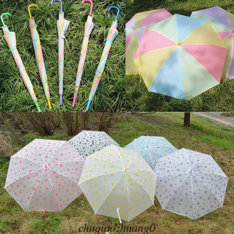 

Semi-Automatic Dot Clear/Rainbow Umbrellas For Protect Against Wind And Rain Long-Handle Umbrella Clear Field Of Vision
