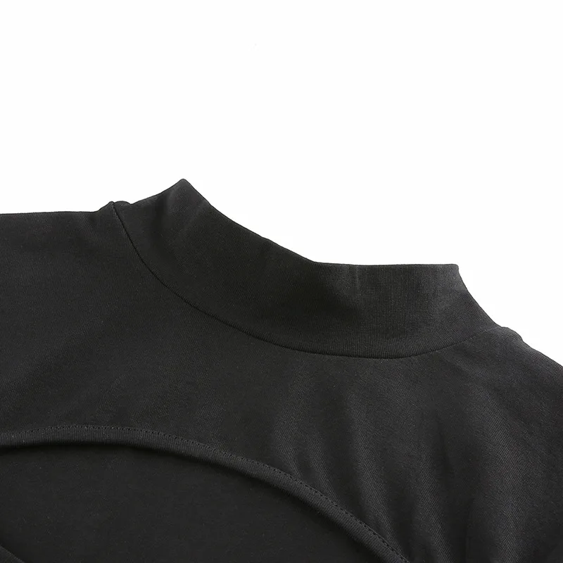 Dark Sexy Hollow Out Dress Woemn Gothic Punk Long Sleeve Slim Mini Harajuku Streetwear Korean Ins Grunge Party Femme | Женская одежда