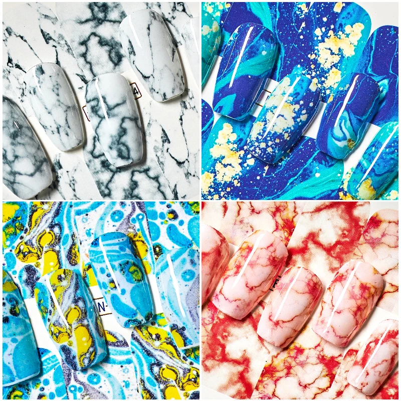 Четыре лилии переводная наклейка мраморная серия наклейки для ногтей