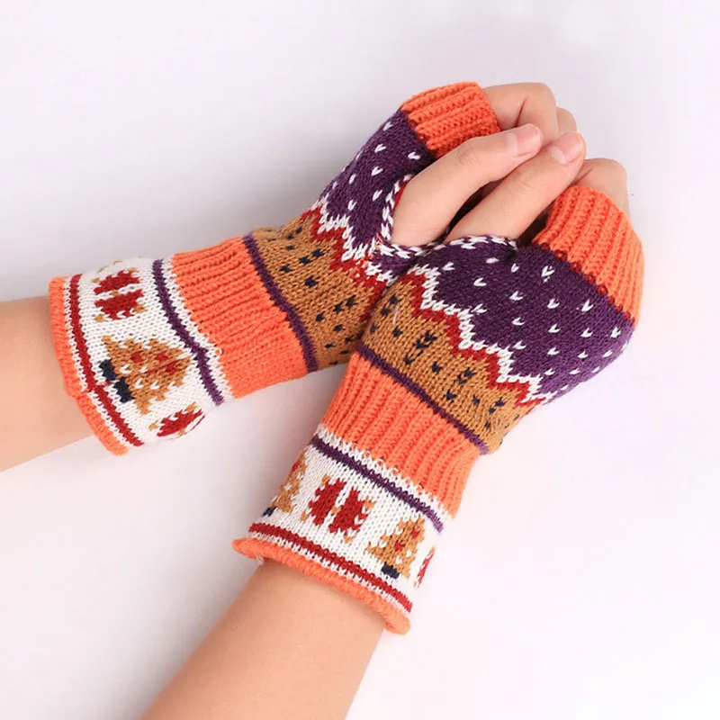 

Christmas Knitted Gloves Winter Half Finger Warm Gloves Arm Fingerless Warmer Soft Gloves Unisex Mitten Xmas Gifts