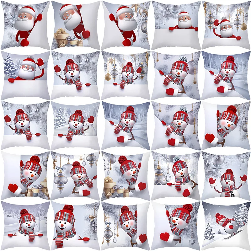 

45x45cm Merry Christmas Cushion Cover Pillowcase Nordic Home Sofa Cushion Cover Cartoon Anime Printing Coffee Office Pillow Case