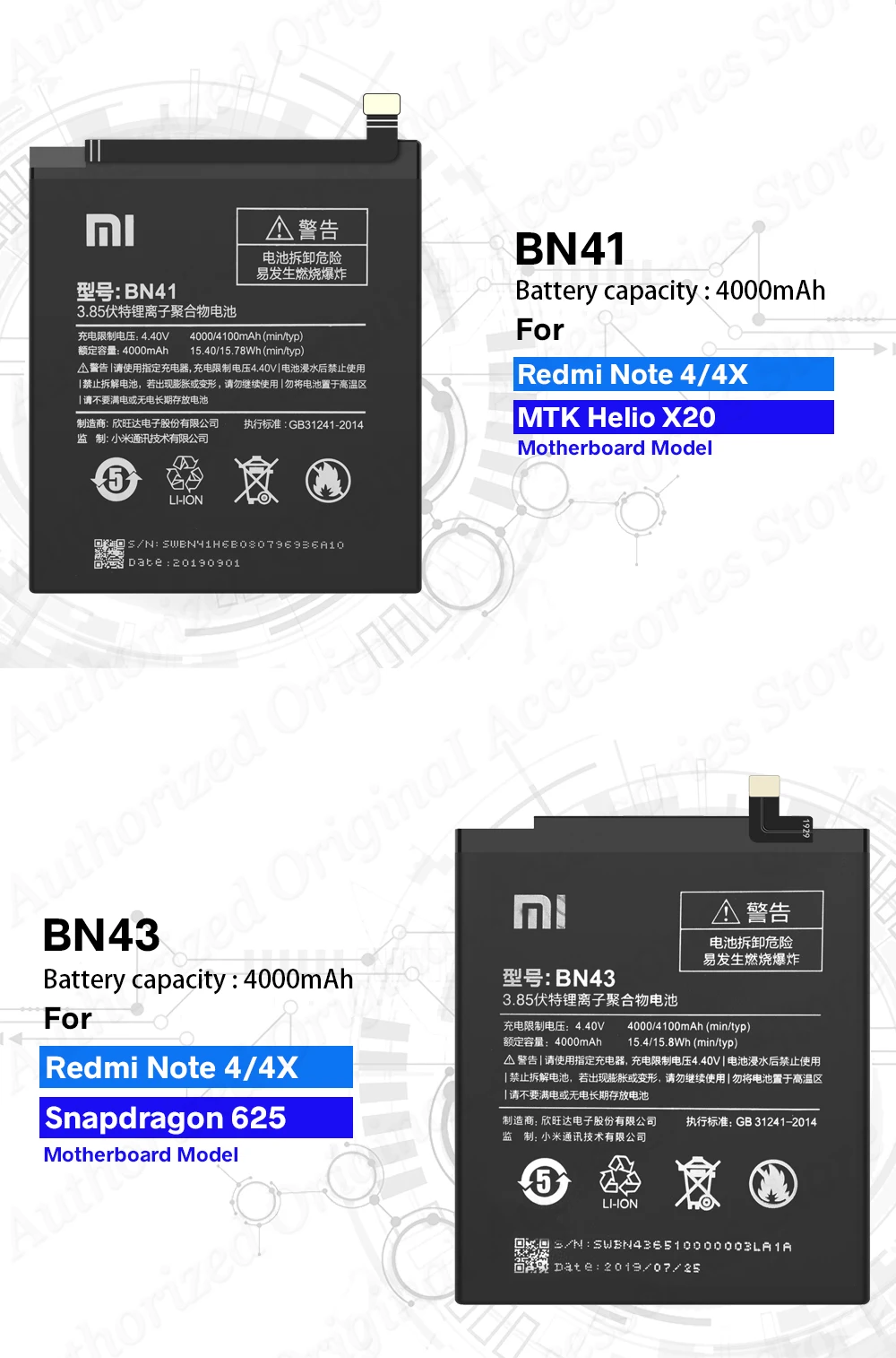 Крепление для спортивной камеры Xiao mi BN41 телефон Батарея для Xiaomi Redmi Note 4 4X3 Pro 3S 3X 4X mi 5 BN43 BM22 BM46 BM47 замена батареи
