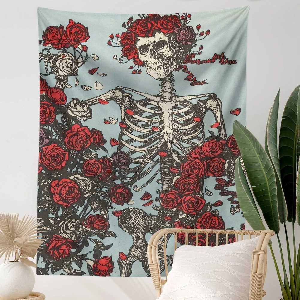 Настенный гобелен в виде черепа розы украшение для спальни гостиной | Дом и сад