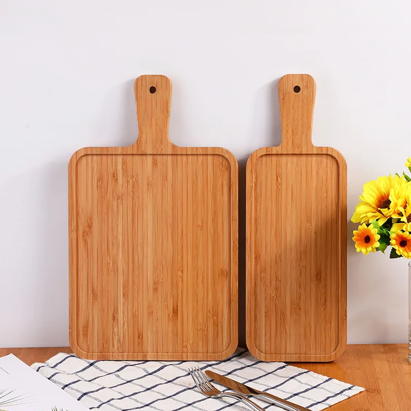 

Rectangle Shape Bamboo Pizza Trays Fruit Dishes Saucer Tea Coffee Tray Dessert Dinner Bread Plate Table Food Storage