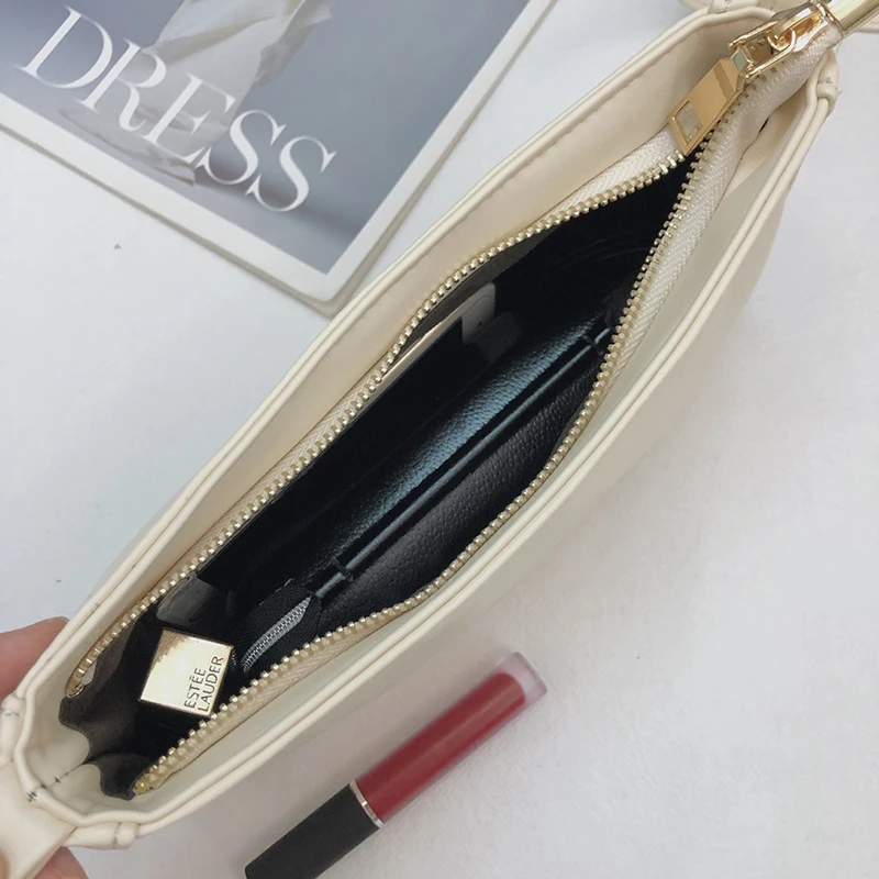 

2020 New Handbags Spring Summer Woman Trendy Green White Single Strap Hand Bag PU Leather Zipper Shoulder Bag Female Handbag