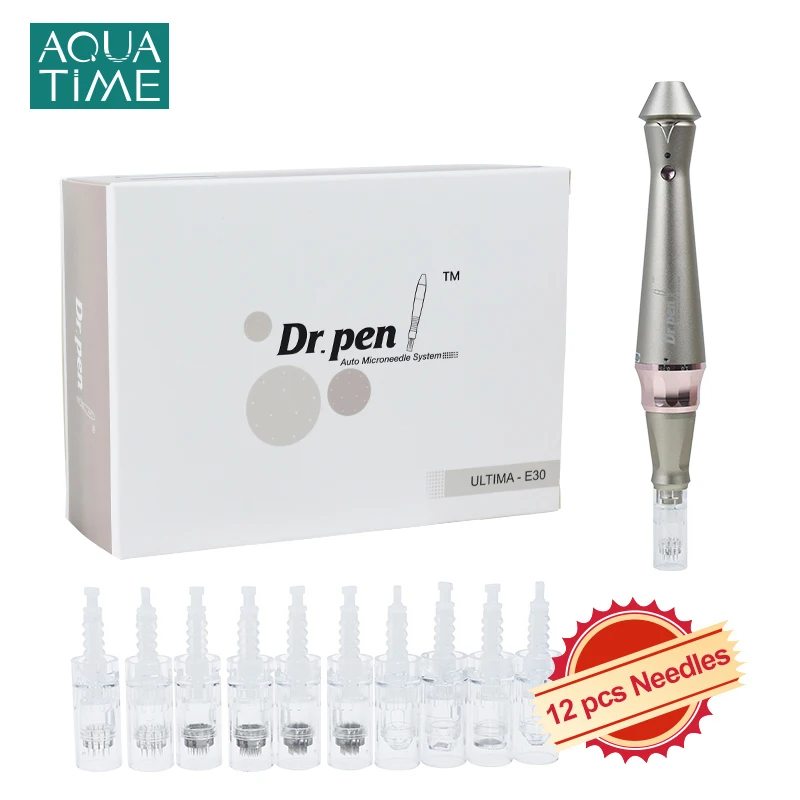 Dr Pen Ultima E30 with 12 Needle Cartridges Professional Wireless Electric Derma Pen Microneedling Pen & Bayonet Needles Kit