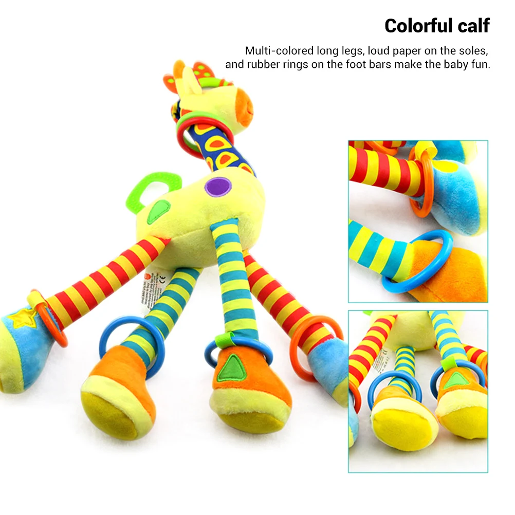 Мягкая погремушка с жирафом для новорожденных милая плюшевая детская коляска