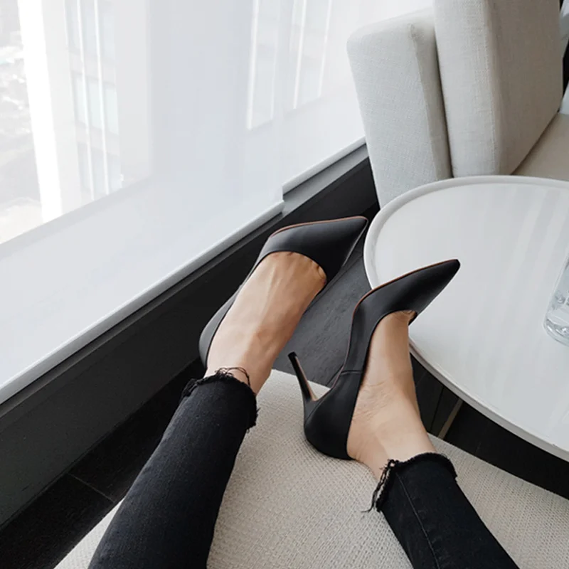 Модные женские туфли лодочки из искусственной кожи на высоком каблуке Женские