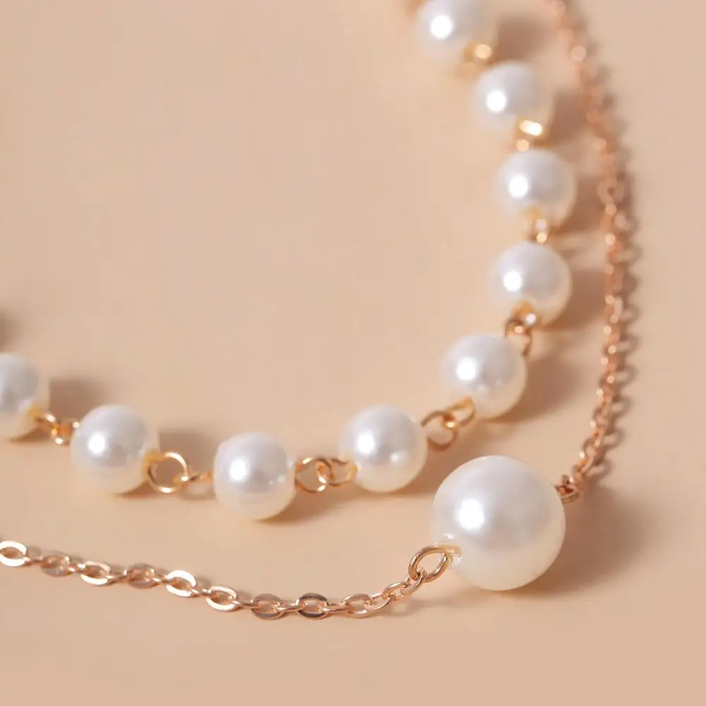 

SHIXIN 2 Pcs/Set Layered Pearl Choker Necklace Collar Charms Pearl Beads Pendant Necklace for Women 2020 Fashion Wedding Jewelry
