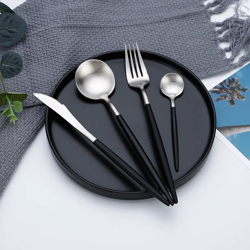 

Hot Sale Dinner Set Cutlery Knives Forks Spoons Wester Kitchen Dinnerware Stainless Steel Home Party Tableware Set