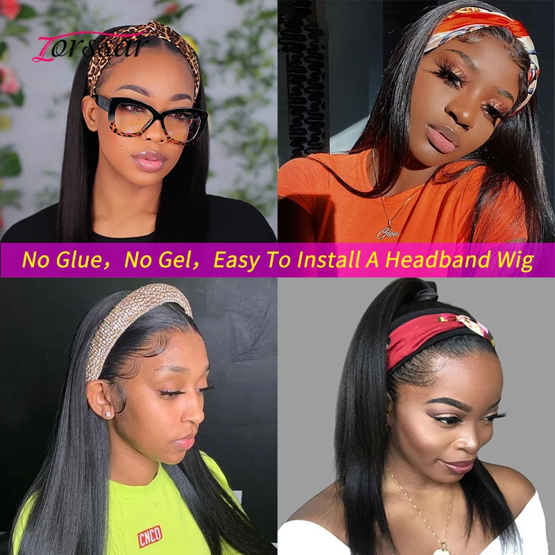

ZORSSAR Deep Wave Headband Wig Human Hair Wigs Brazilian Scarf Wig No Gel Glueless Remy 100% Human Hair Wigs Beginner Friendly