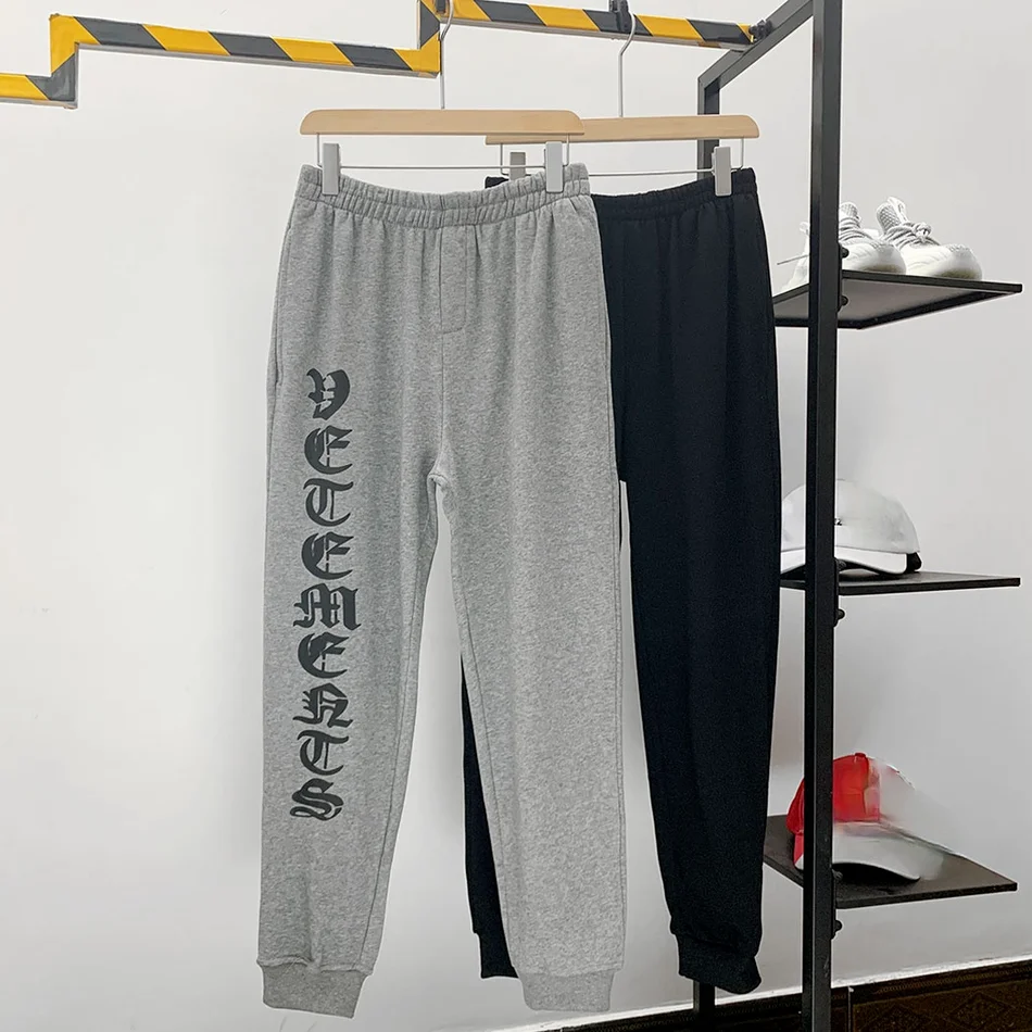 

New Anarchy Logo Vetements Pants 2021 Men Women 1:1 High Quality Gothic Letters Vetements Sweatpants Terry VTM men clothing