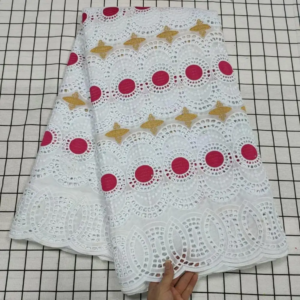 

Latest 2021 African Embroidery Stones Nigerian Punch Cotton Dry Dubai African Swiss Voile Lace Fabric In Switzerland For Wedding