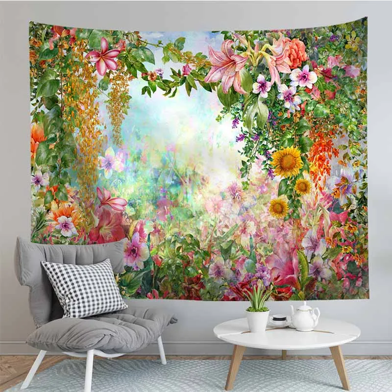 Настенный гобелен с цветочным мостом декор для свадьбы разноцветный пейзажем