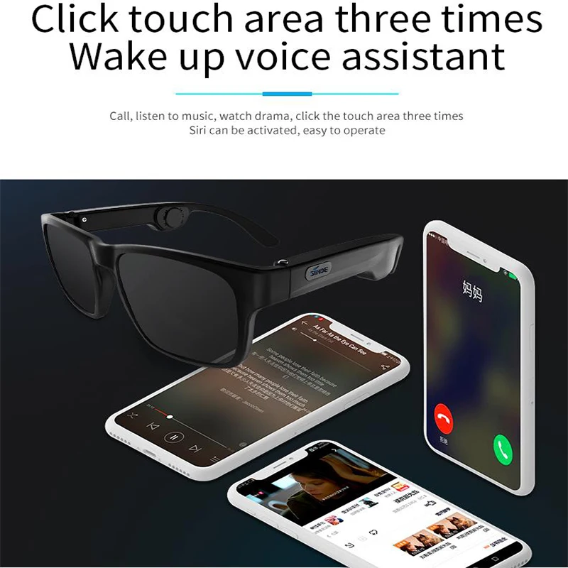 구매 골전도 무선 블루투스 5.0 스마트 안경 스테레오 헤드셋 편광 선글라스 처방 렌즈와 일치 가능