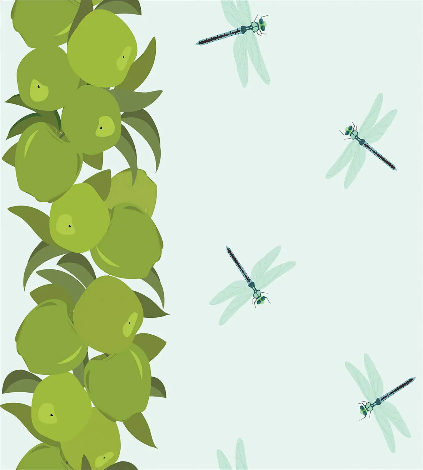 Комплект постельного белья из 3 предметов с рисунком стрекозы яблок и летающих