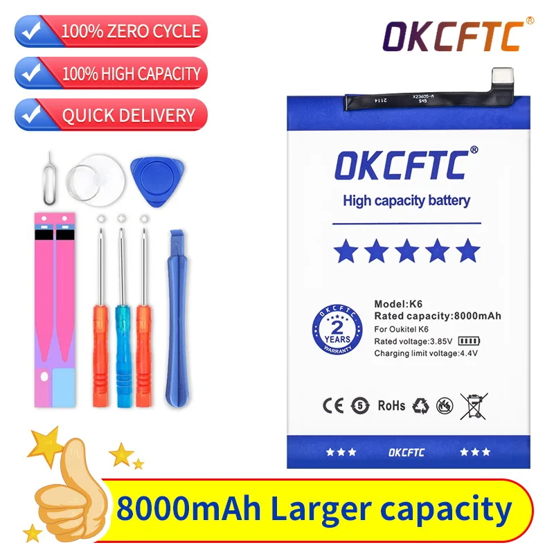 

OKCFTC 8000mAh K6 Mobile Phone Battery For Oukitel K6 Battery