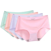 4 pcs lot seamless underwear set ice silk panty for women girls female intimates fashion middle waist comfort briefs