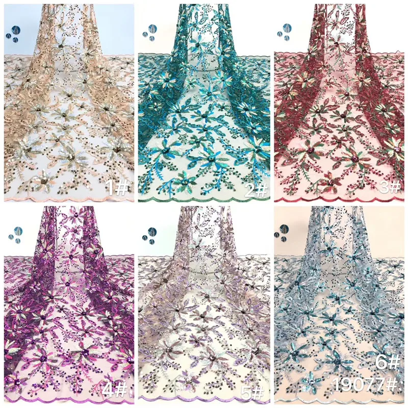 

Madison Nigerian Tulle Sequins Embroidery Lace Fabric 2020 High Quality Lace Material African Lace Fabric For Women Dress