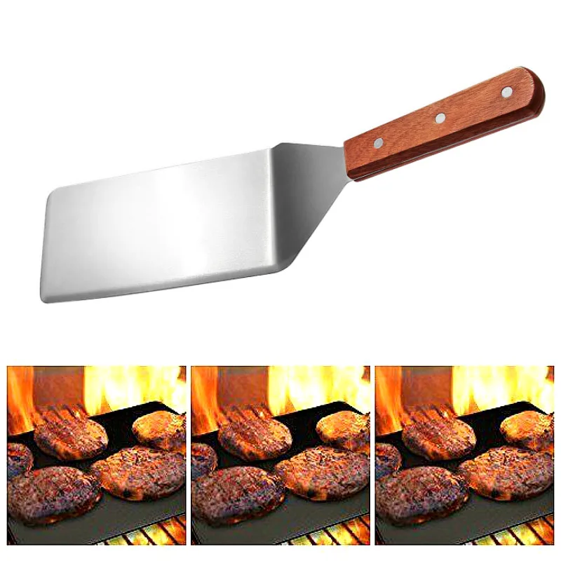 Кухонная лопатка с деревянной ручкой для гриля скребка металла из нержавеющей