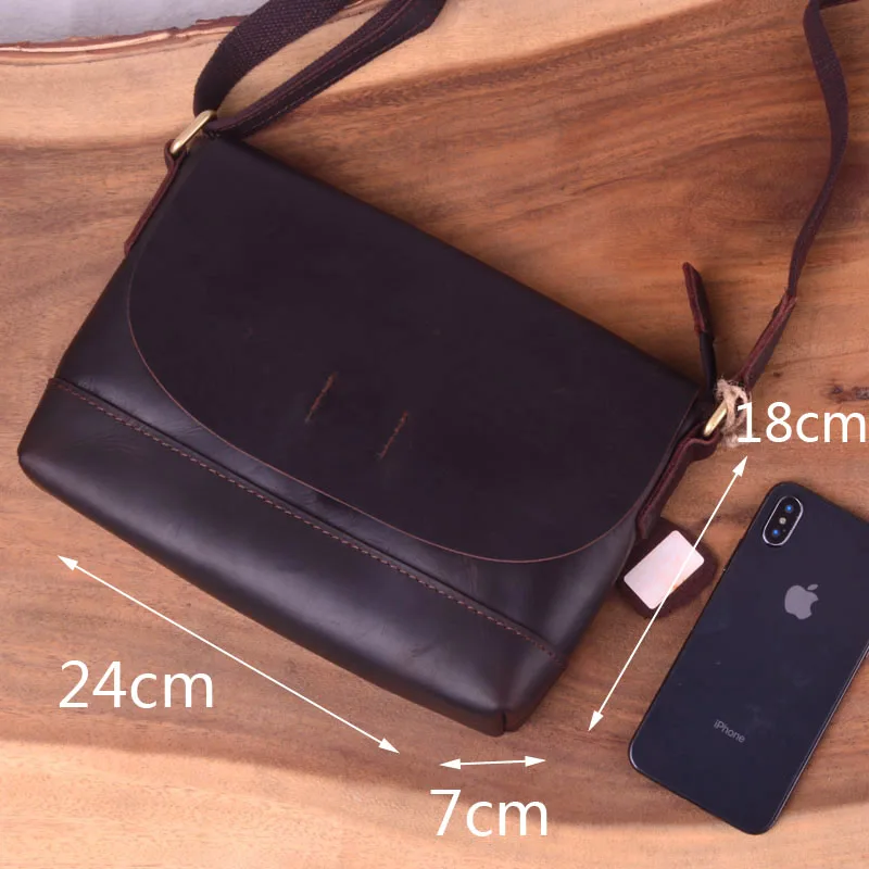 

AETOO Handmade men's shoulder bag, men's casual head layer cowhide slant bag, vintage leather horse small bag