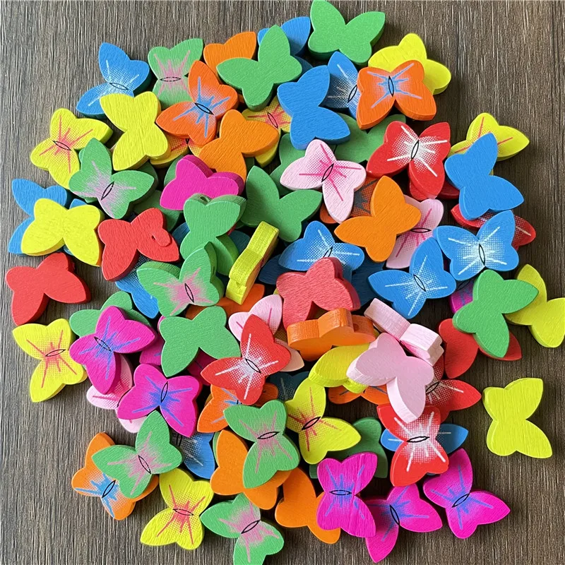 

Ju Yuan 150pcs color butterfly wooden perforated connector beads for jewelry making DIY handmade bracelet necklace accessories