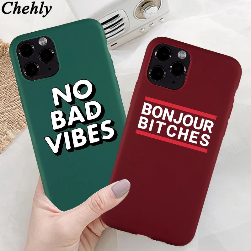 no bad vibes phone case for iphone 6s 7 8 11 12 mini plus pro x xs max xr se cases soft silicone fitted phone accessories cover free global shipping