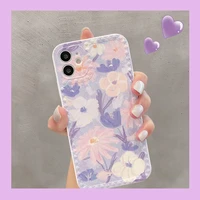 luxury fashion purple flowers daisy phone case for iphone 12 pro max 11 x xs xr 7 8 plus se 2020 soft silicone shockproof cover