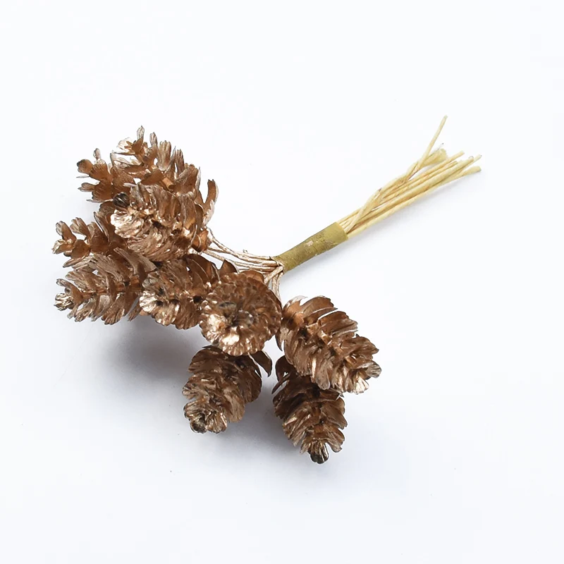 Искусственные сосновые шишки золотые и серебряные, набор из 10 штук