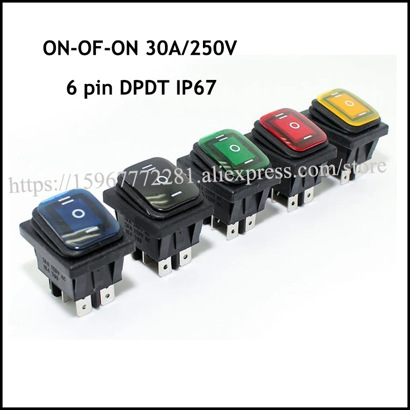

30*22 мм 30A/250V Heavy Duty 6-контактный DPDT IP67 Водонепроницаемый T85 ВКЛ-ВЫКЛ-на авто лодка морской переключатель кулисный переключатель с светодиодный...
