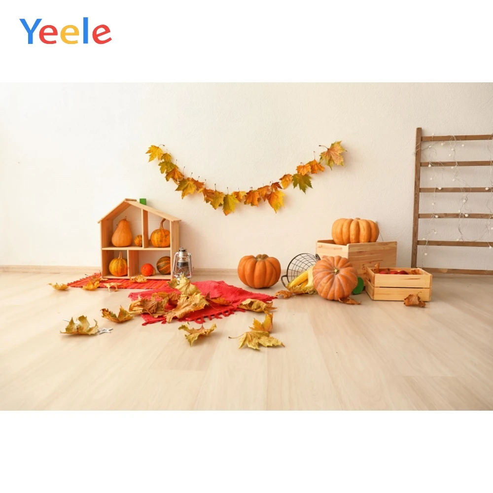 Осенний интерьер опавшие листья Тыква цемент стена Новорожденный ребенок