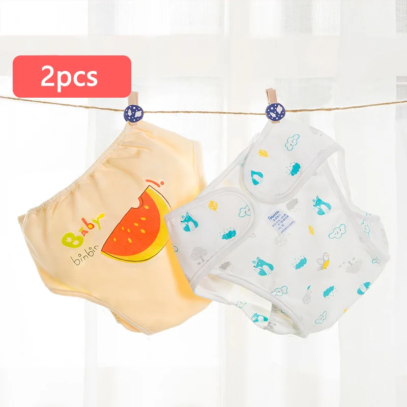 2PCS -J Herbabe 2 шт. детские штаны-подгузники 3 слоя милый новорожденных подгузники хлопок впитывающие подгузники для новорожденных Многоразовые - Цвет: 2PCS -J