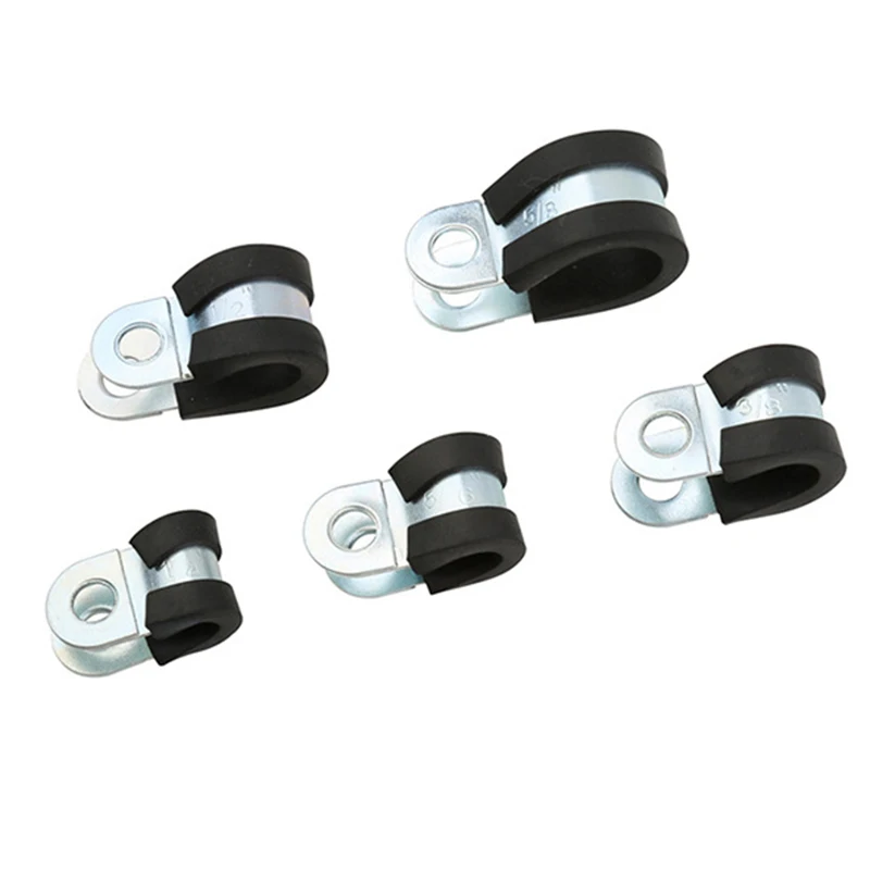 42 шт. нержавеющая сталь резиновая подкладка P Кабельный зажим хомуты для шланга