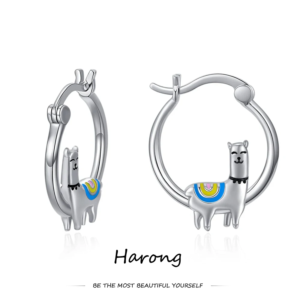 

Harong Silver Plated Alpaca Hoop Earrings Exquisite Cute Animal Series Ear Clip Jewelry Accessories for Women Girls Wedding Gift