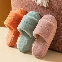 women winter house slippers cute plush high heels fluffy warm shoes thick soled ladies girls indoor outdoor bedroom fur slides