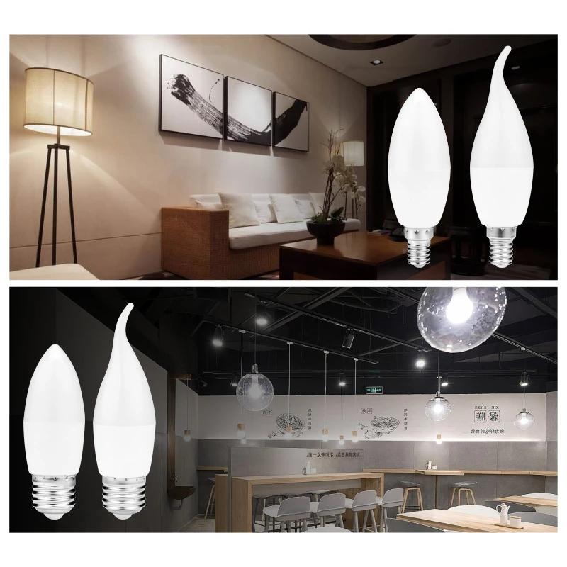 

10pcs/lot 5W 7W LED Candle Bulb E14 E27 Lampara Led Light 220V-240V Bombilla Led Lamp No Flicker Spotlight Chandelier Lighting