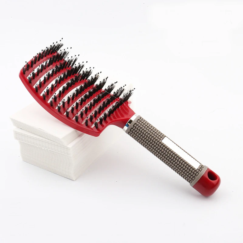 

2021 latest anti klit hair brush women's scalp massage comb brush and nylon hair brush wet curl diagonal hair brush for hair sal
