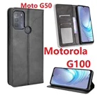 Чехол-Кошелек из искусственной кожи для Motorola G100, Магнитный защитный чехол-книжка с подставкой для карт Moto G50