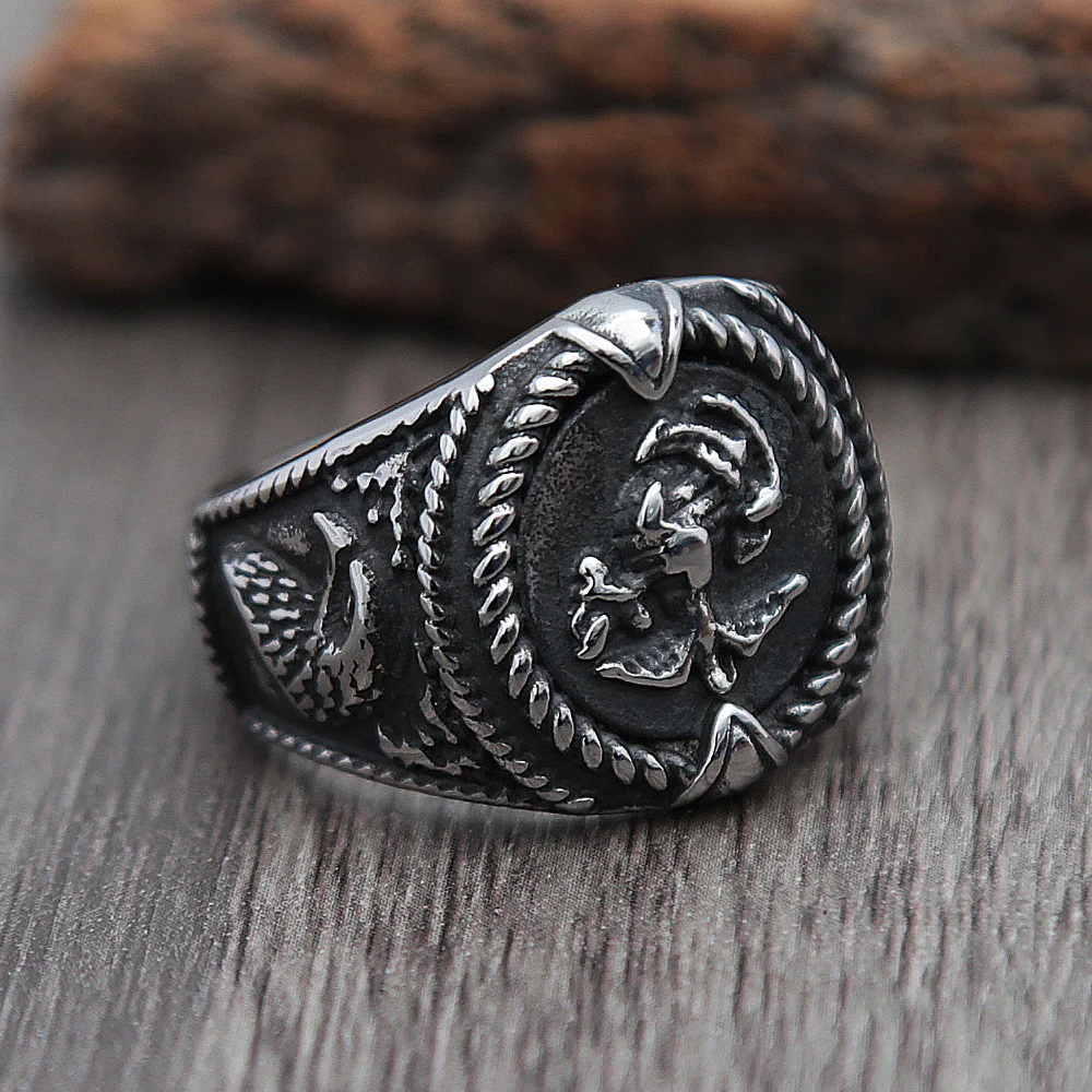 

Vintage U.S. Army Military Eagle Ring Punk Hip Hop Eagle Stamp 316L Stainless Steel Biker Ring Men Fashion Jewelry Gift
