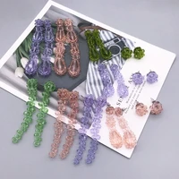 beads trend stud earrings handmade braided colorful for girls women long exaggeration jewelry