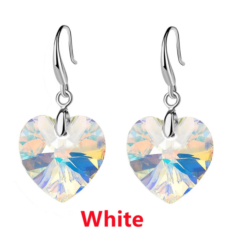 Изысканные серьги в форме сердца с множеством цветов на выбор для женщин: эстетический аксессуар из роскошных австрийских кристаллов.