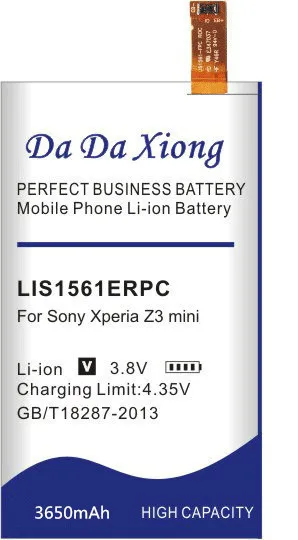 Da Xiong 3650mAh LIS1561ERPC литий-ионный аккумулятор для телефона sony Ericsson Xperia Z3 mini Compact M55W D5833 SO-02G
