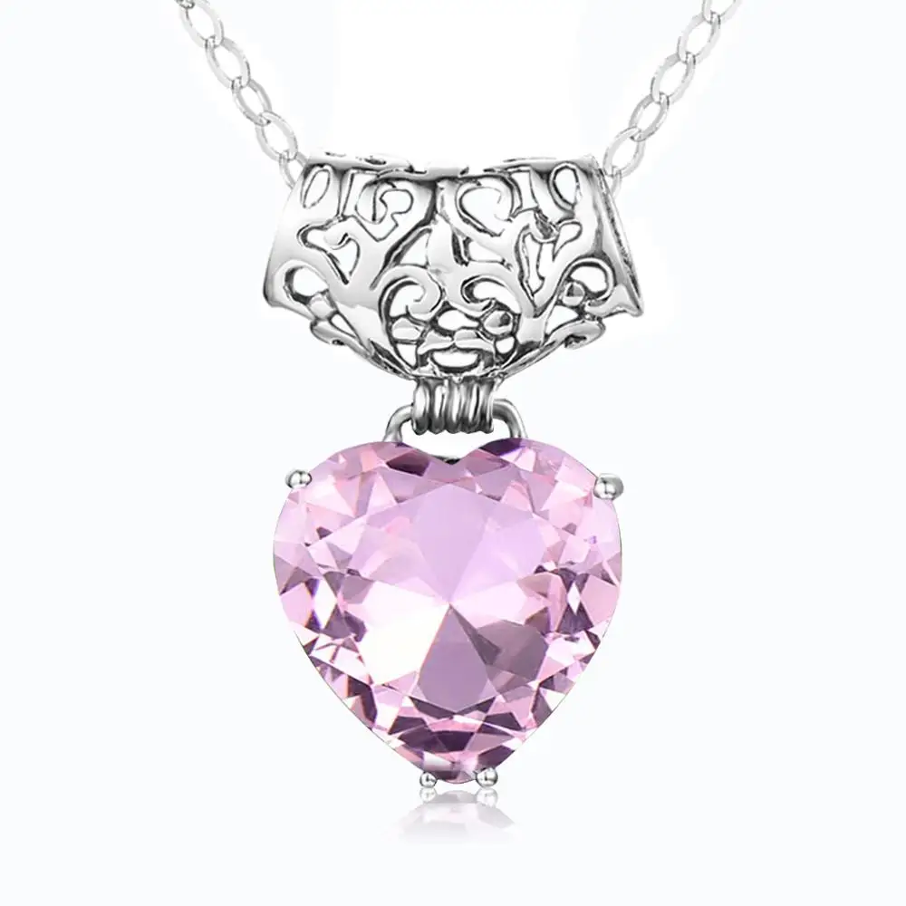 

Милая Подвеска из серебра 925 пробы с милым/романтичным сердцем, искусственные кристаллы розового цвета для свадебной вечеринки, Женские Юве...