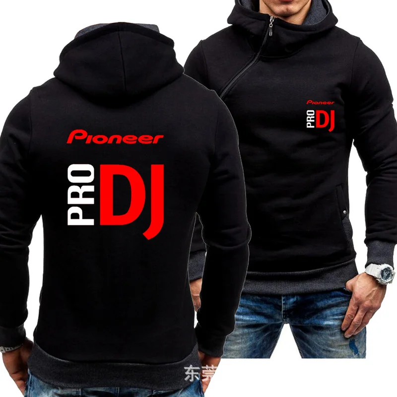 

Spring Autumn Men's Hoodies Pioneer pro DJ Car Logo Print Casual Diagonal zipper Sweatshirts Man Hoody Harajuku Zipper Jacket