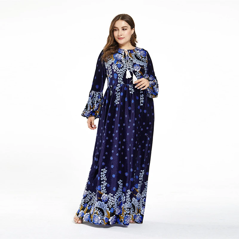 Новая мода высокоэлегантное женское платье с принтом размера плюс новое зимнее