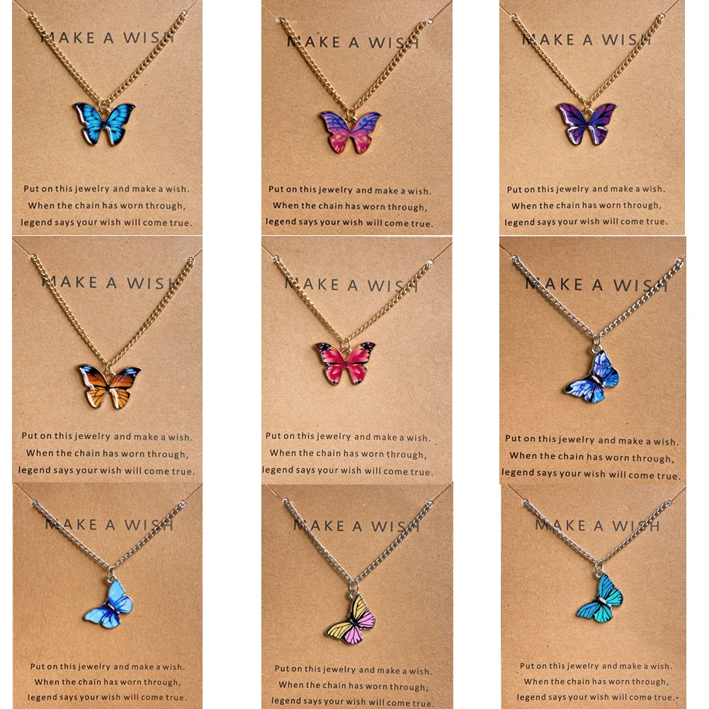 Кулон в форме бабочки для женщин обувь девочек со старинными цветными капель