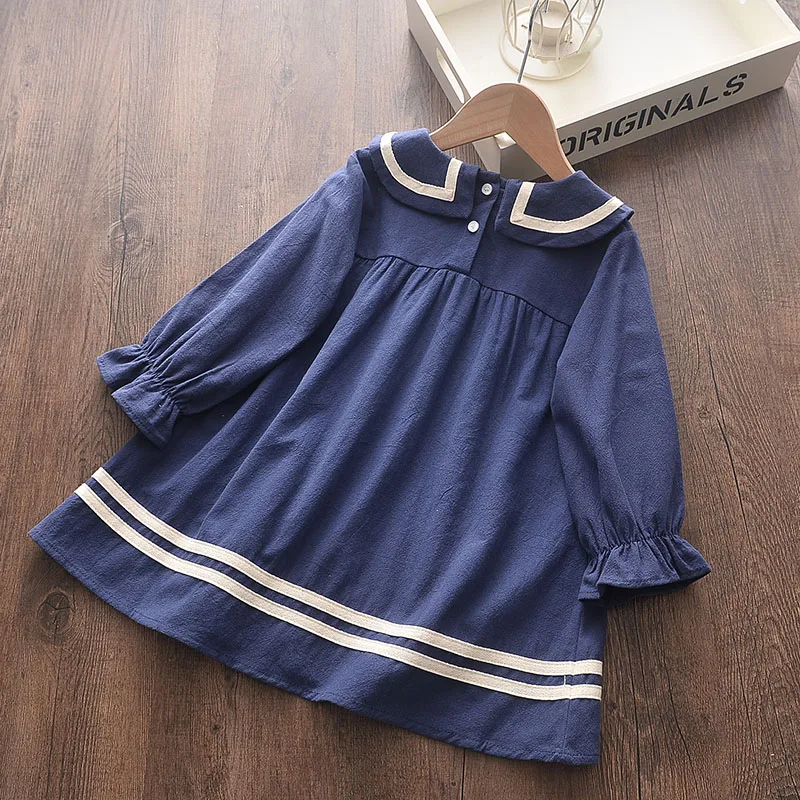 

Baby Girls Dresses 2021 Spring Autumn Kids College Style Princess Kids Clothes for Toddler Long Sleeve Children Casual Clothing