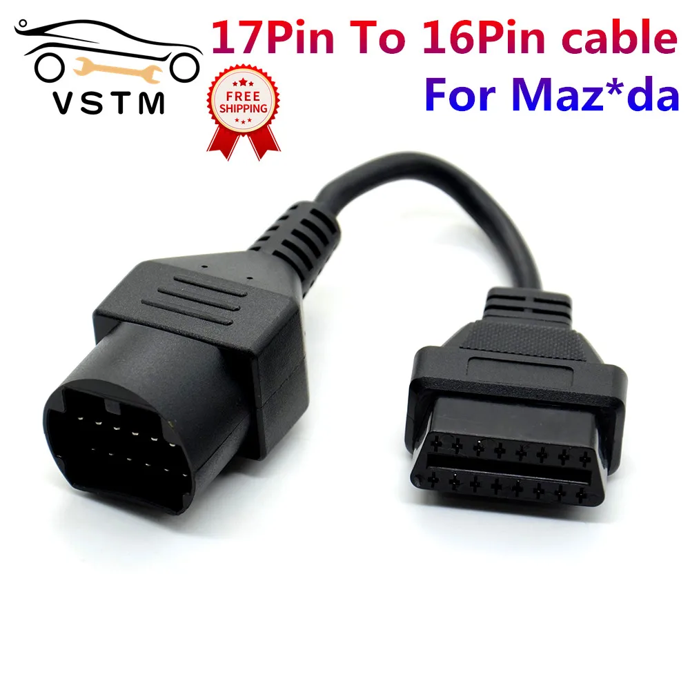 

Newly For Maz*da 17Pin to 16Pin OBDII Scanner Code Connectors OBD OBD2 Cable Diagnostic Adapter Connector Free Shipping
