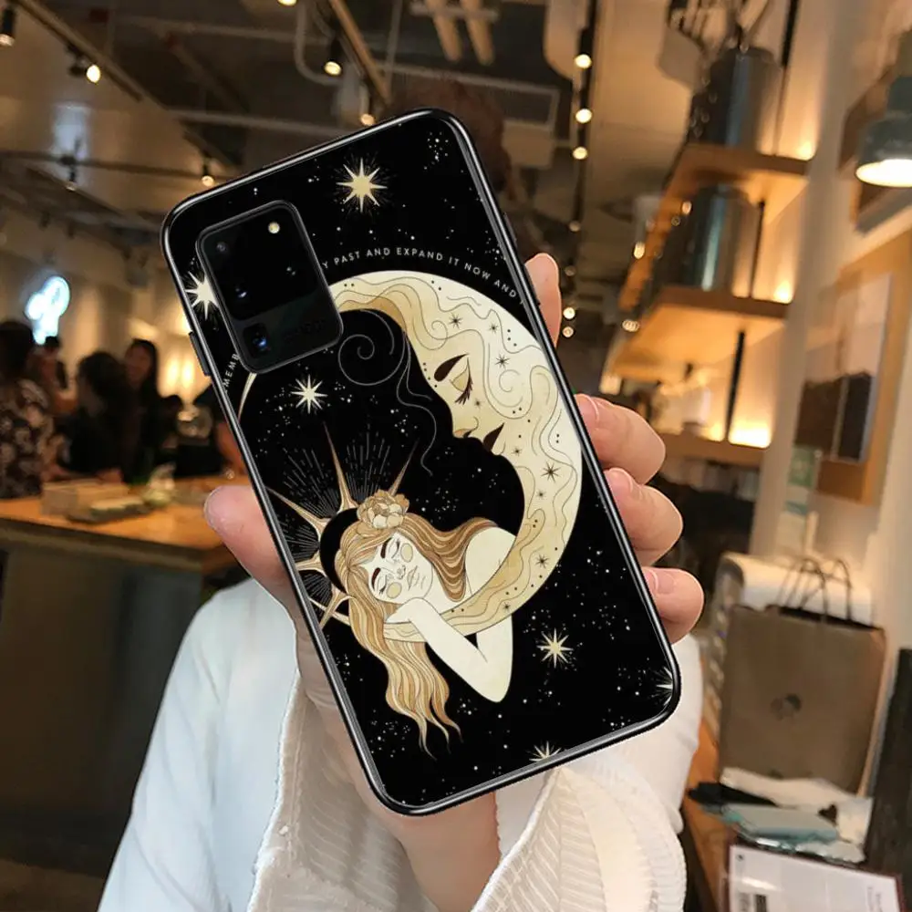 

Sun and Moon Phone cover hull For SamSung Galaxy S 6 7 8 9 10 20 21 Plus Edge E note 5G Lite Ultra black soft bumper